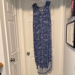 Livi Active Blue Tie-Dye High-low Maxi Dress with Strappy Back